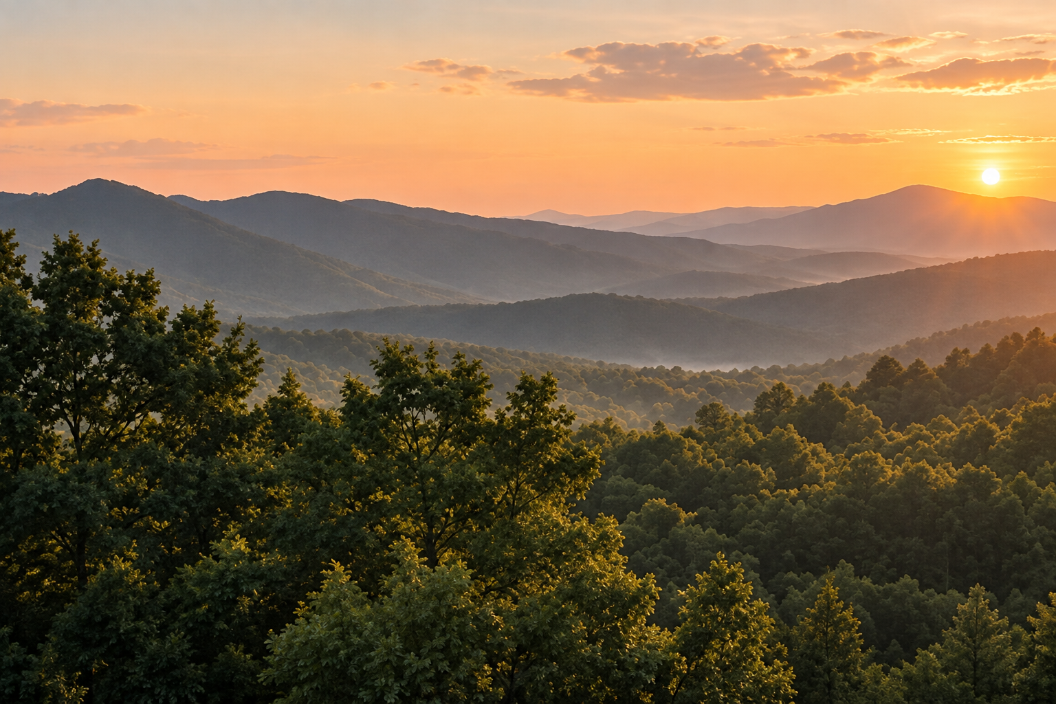 Forested Blue Ridge Mountains near Asheville.